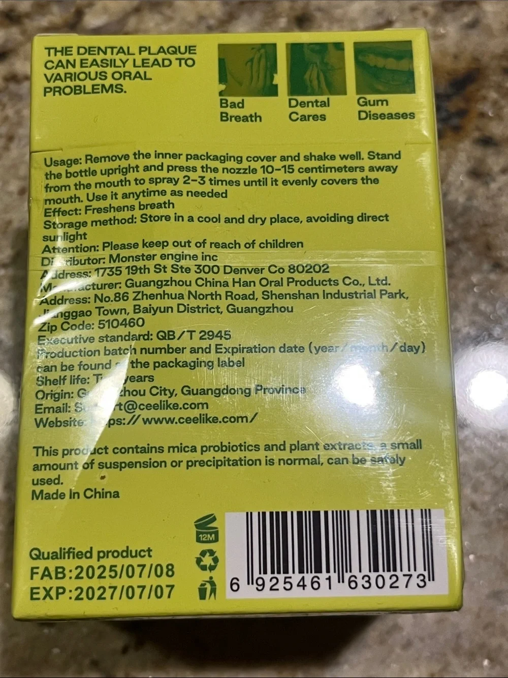 Plant extract oral probiotic spray